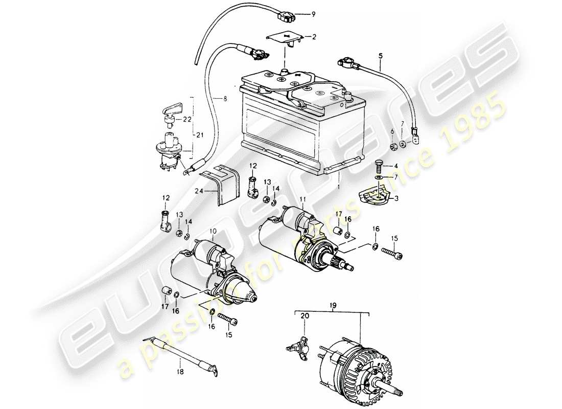 porsche 1994 (964) batteria - avviamento - alternatore diagramma delle parti