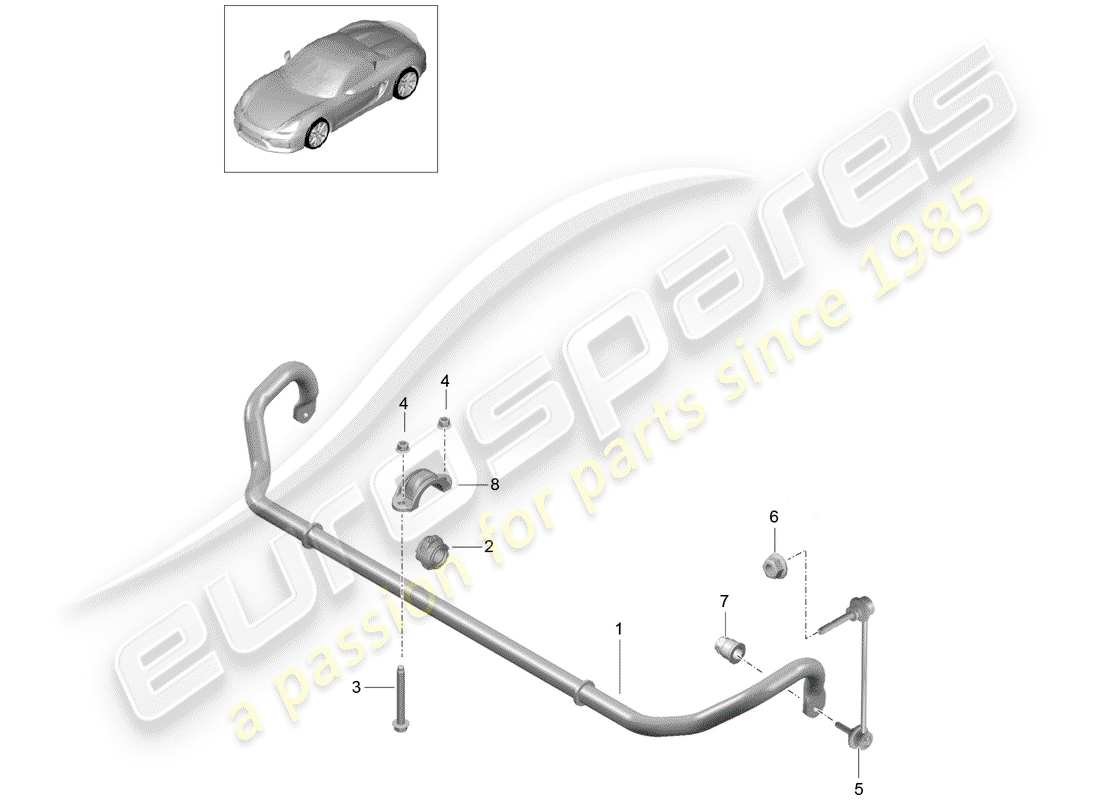 porsche 2016 (981 boxster spyder) stabilizzatore diagramma delle parti