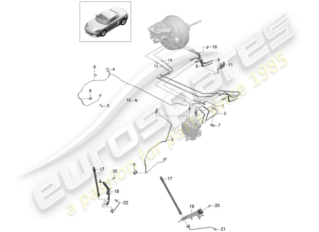porsche 2017 (718 boxster) linea freno diagramma delle parti