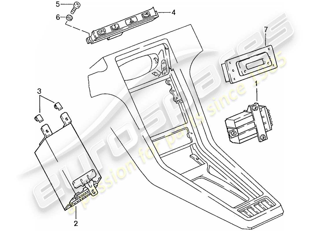 porsche 1990 (928) indicatore centrale diagramma delle parti