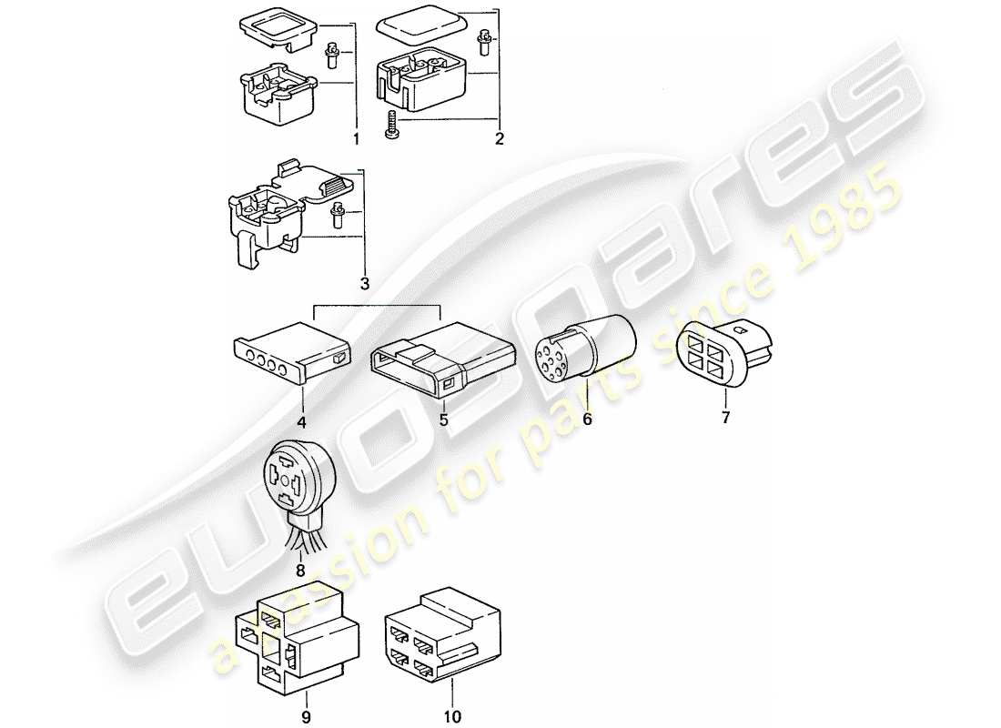 porsche 1991 (944) alloggiamento del connettore - 4-pole diagramma delle parti