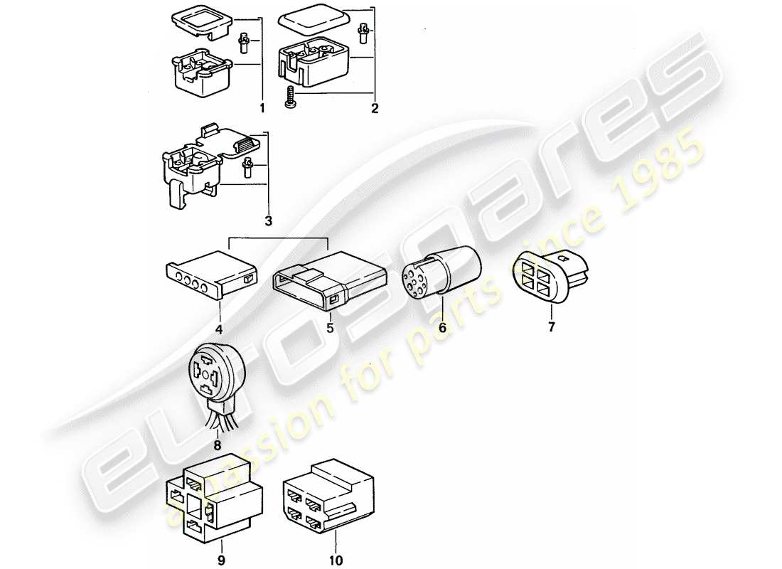 porsche 1992 (968) alloggiamento del connettore - 4-pole diagramma delle parti