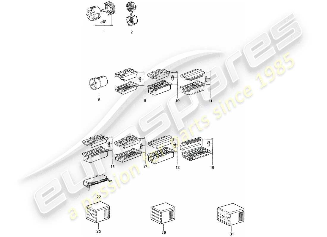 porsche 1989 (964) alloggiamento del connettore diagramma delle parti