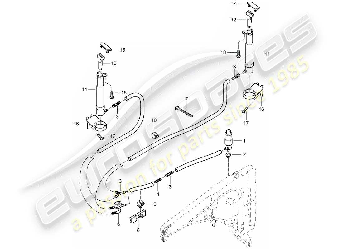 porsche 2008 (cayenne e1 9pa) impianto rondella diagramma delle parti