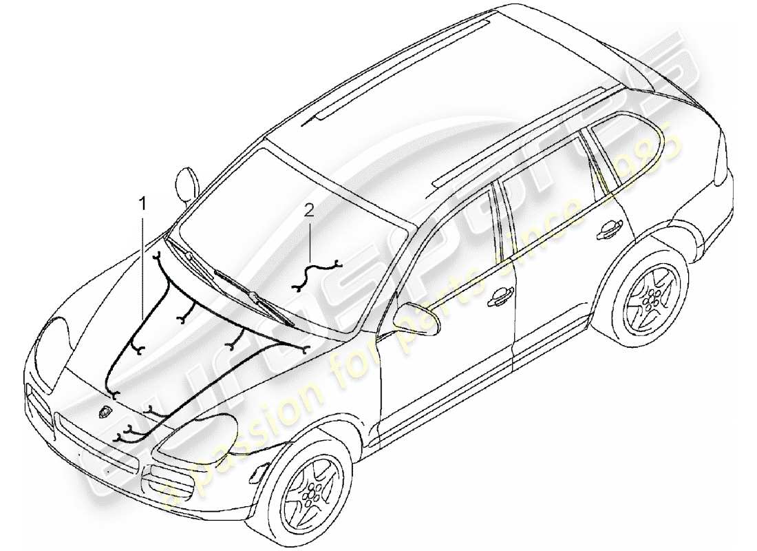 porsche 2005 (cayenne e1 9pa) cablaggi elettrici schema delle parti