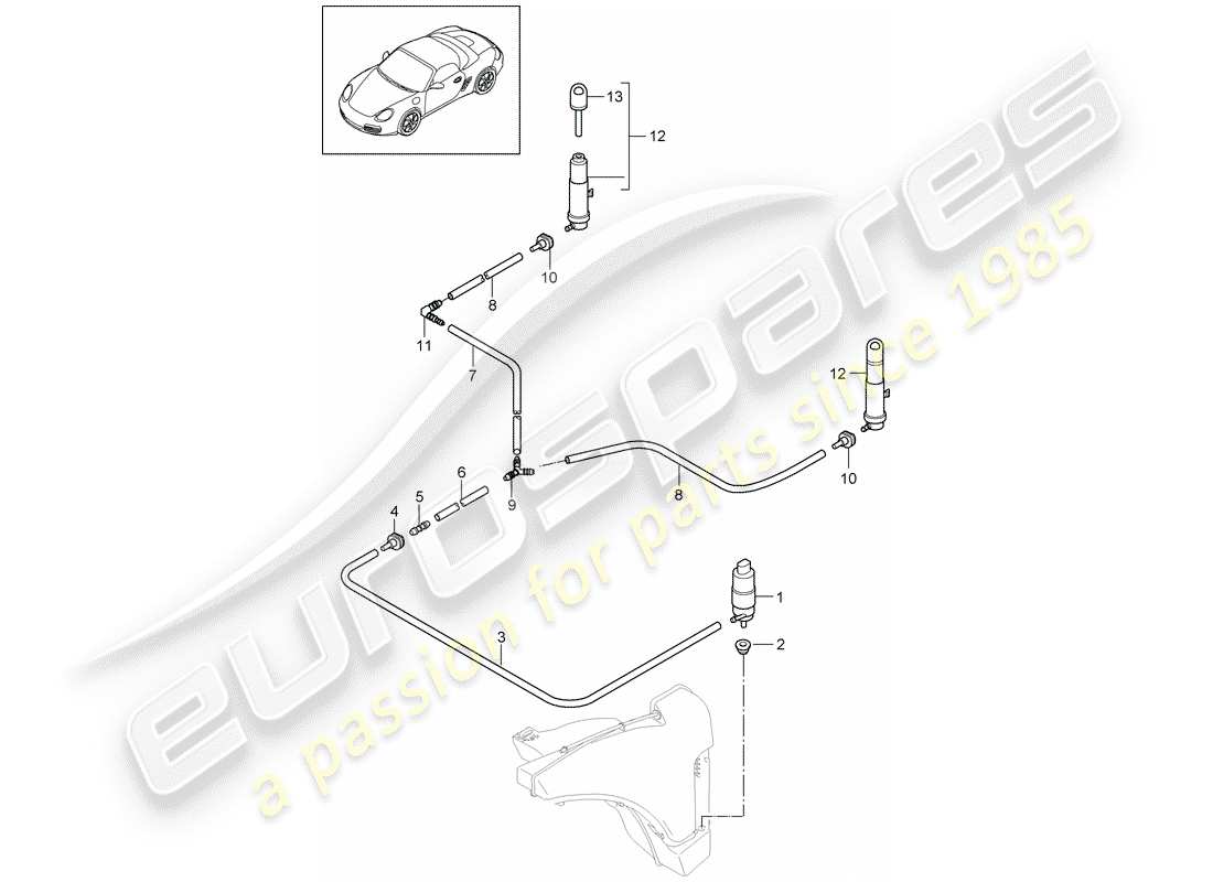 porsche 2010 (987 boxster) impianto rondella diagramma delle parti