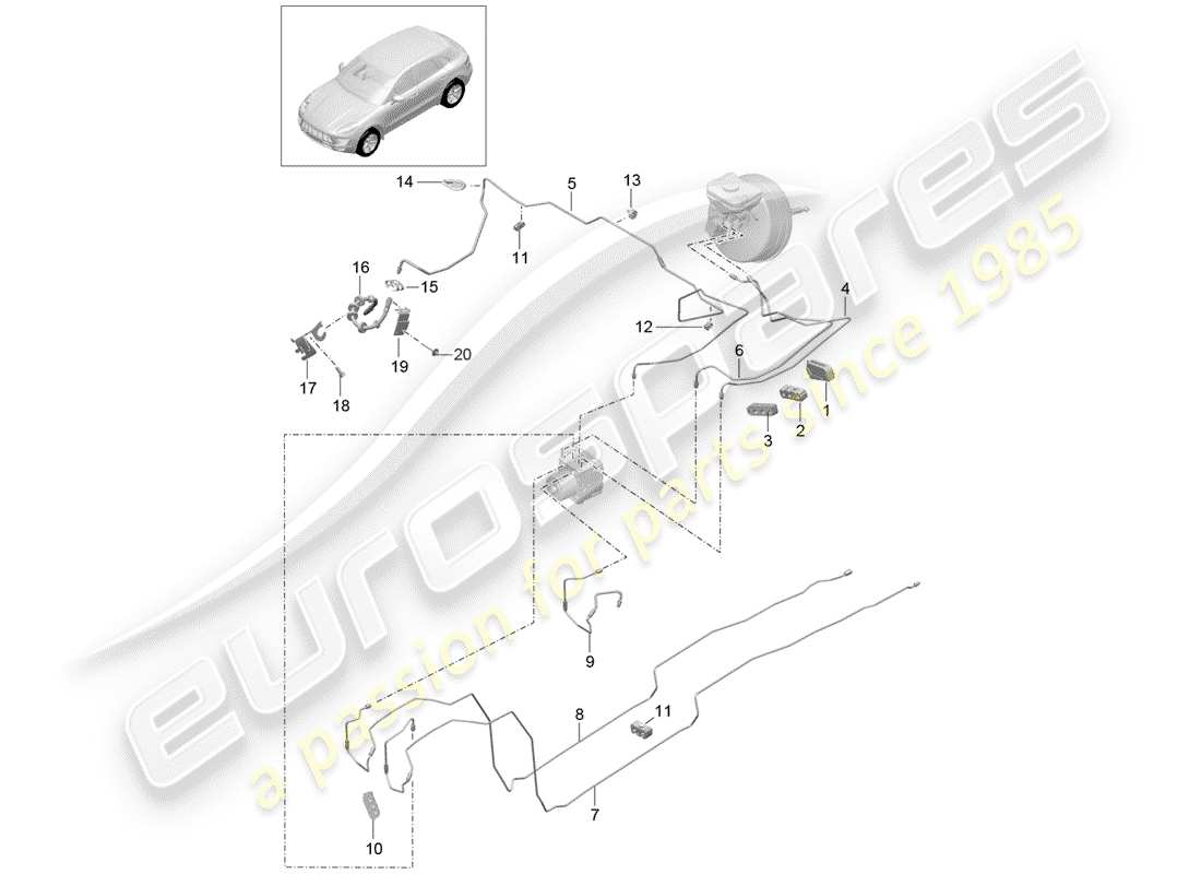 porsche 2014 (macan) linea freno diagramma delle parti