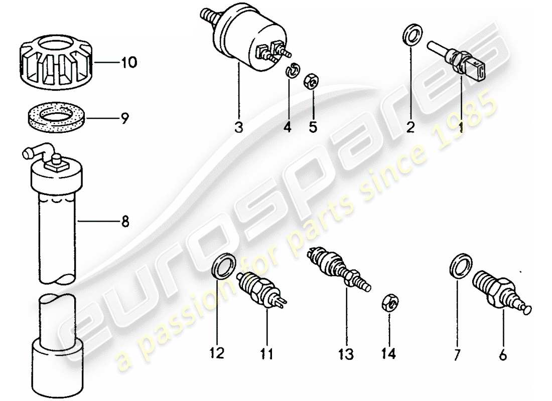 porsche 1986 (944) interruttore e sensore schema delle parti
