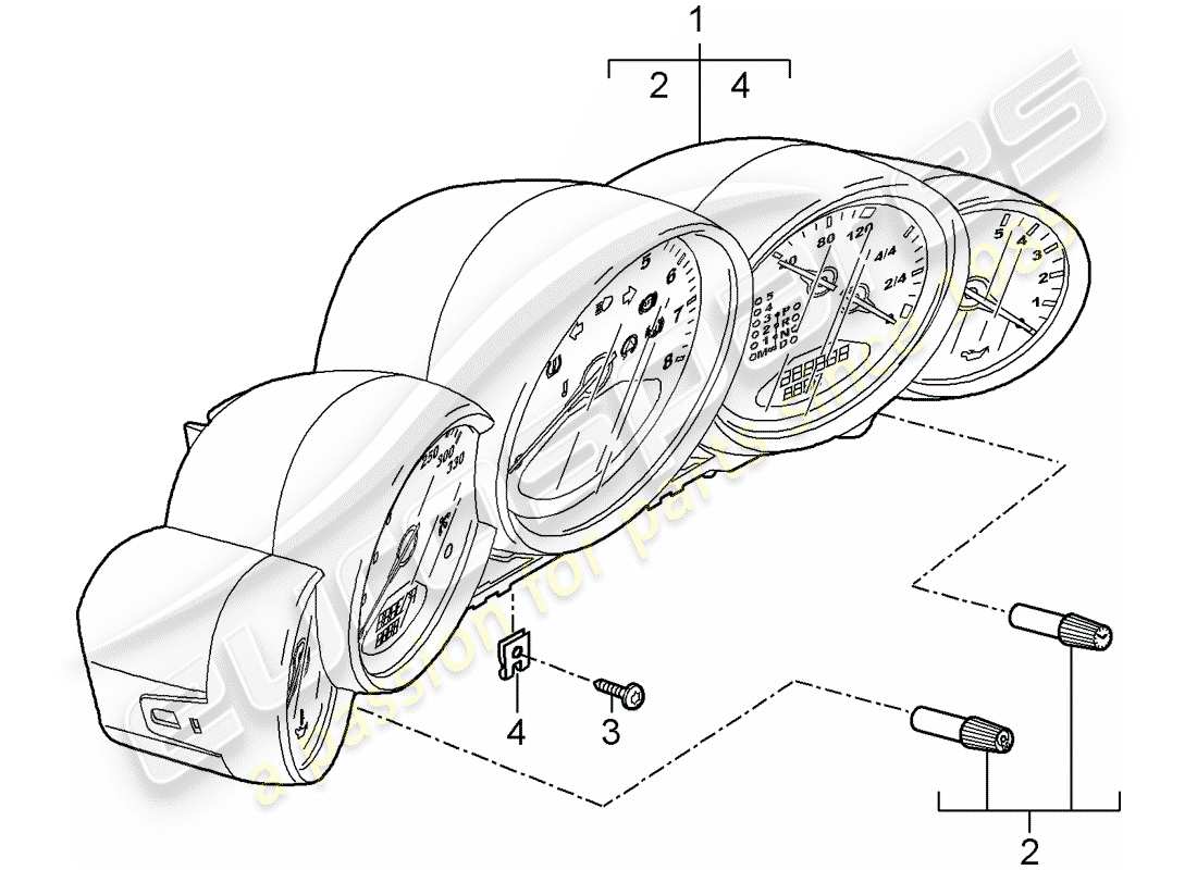porsche 2009 997-2 turbo / gt2 diagramma delle parti degli strumenti