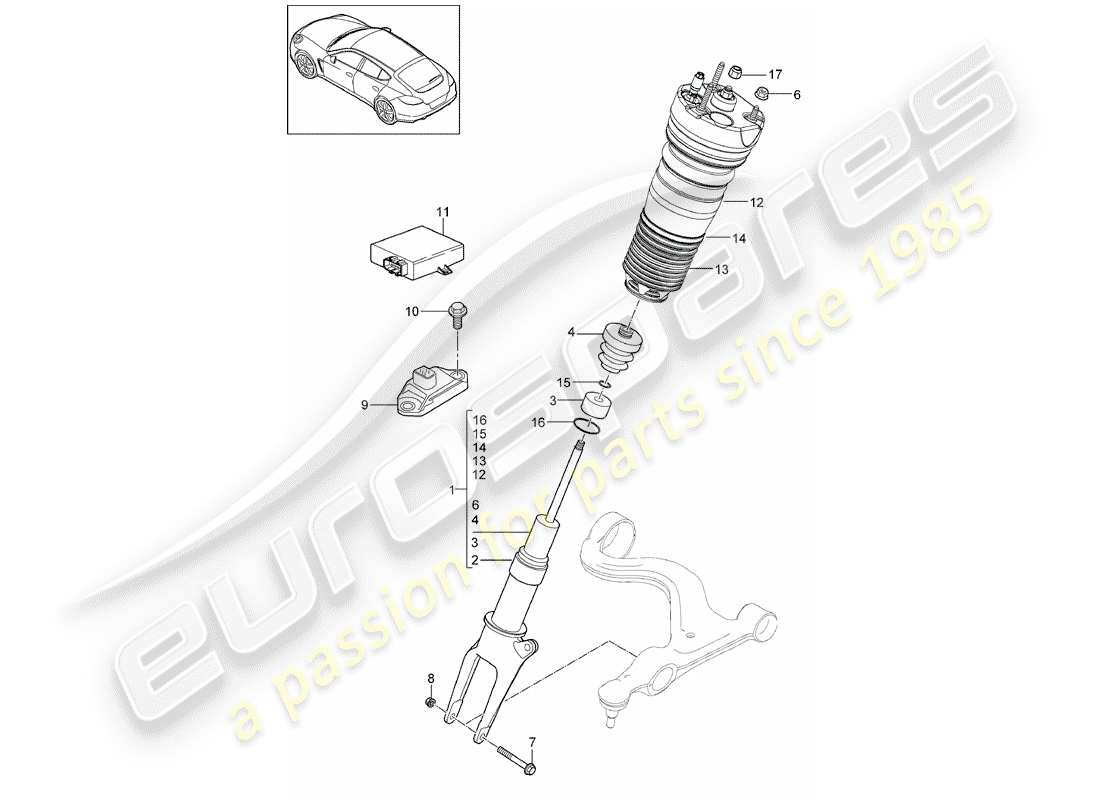 porsche 2011 (panamera 970) schema delle parti sospensione