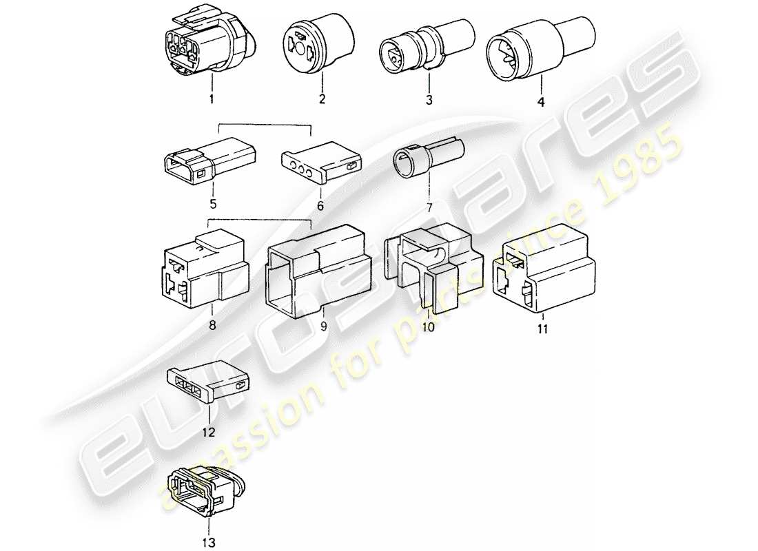 porsche 1989 (964) alloggiamento del connettore diagramma delle parti