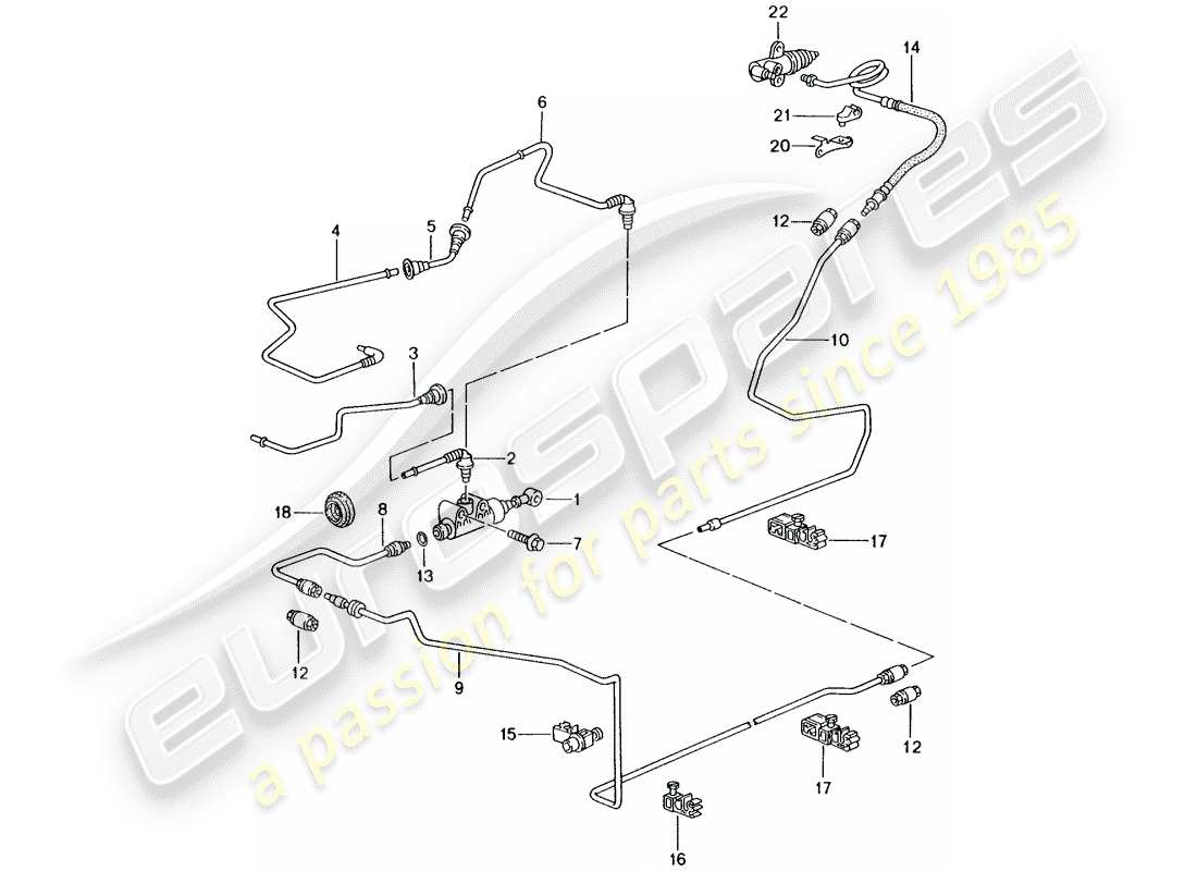 porsche 2001 (996 gt3) frizione idraulica - funzionamento - cilindro maestro frizione - tubo frizione idraulica schema delle parti