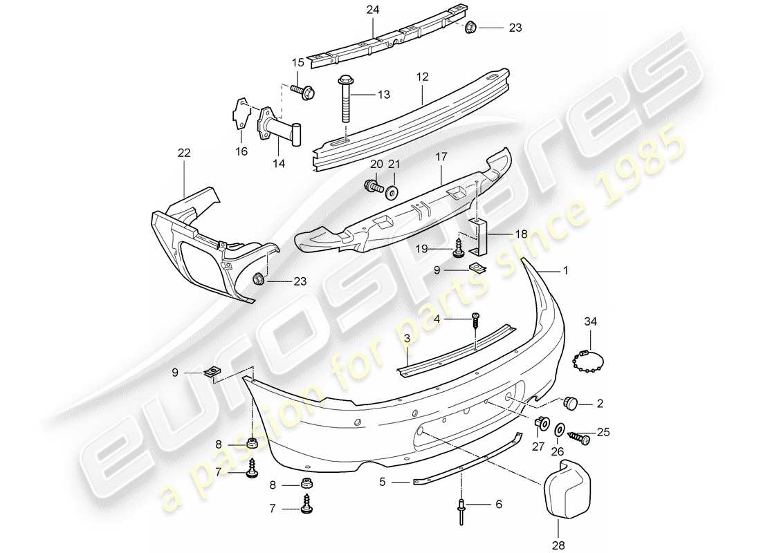 porsche 2002 (996 gt3) paraurti diagramma delle parti