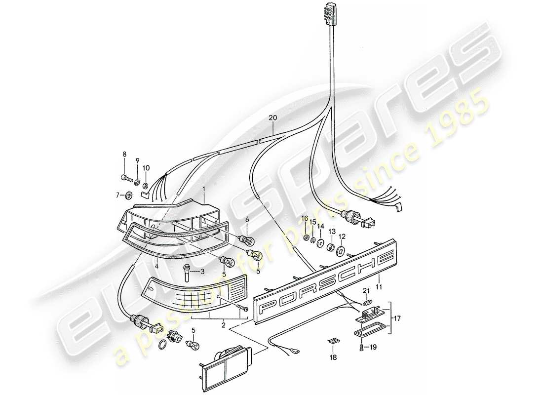 porsche 1987 (959) illuminazione diagramma delle parti