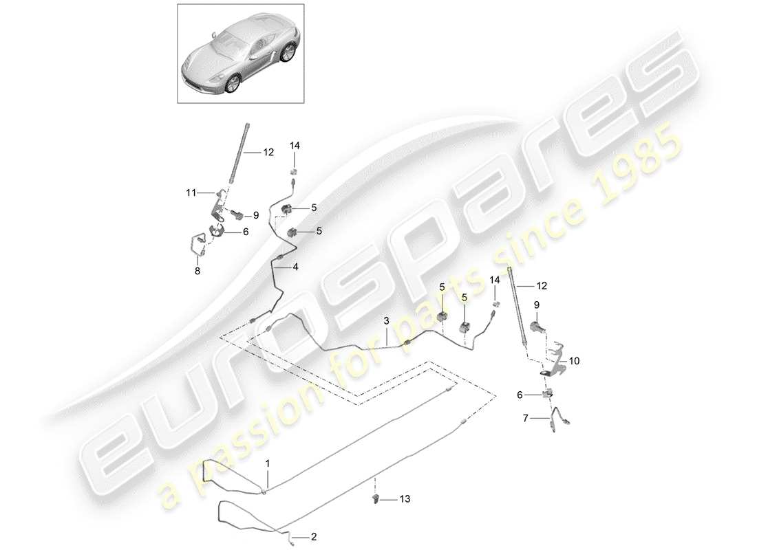 porsche 2019 (718 cayman) diagramma delle parti linea freno