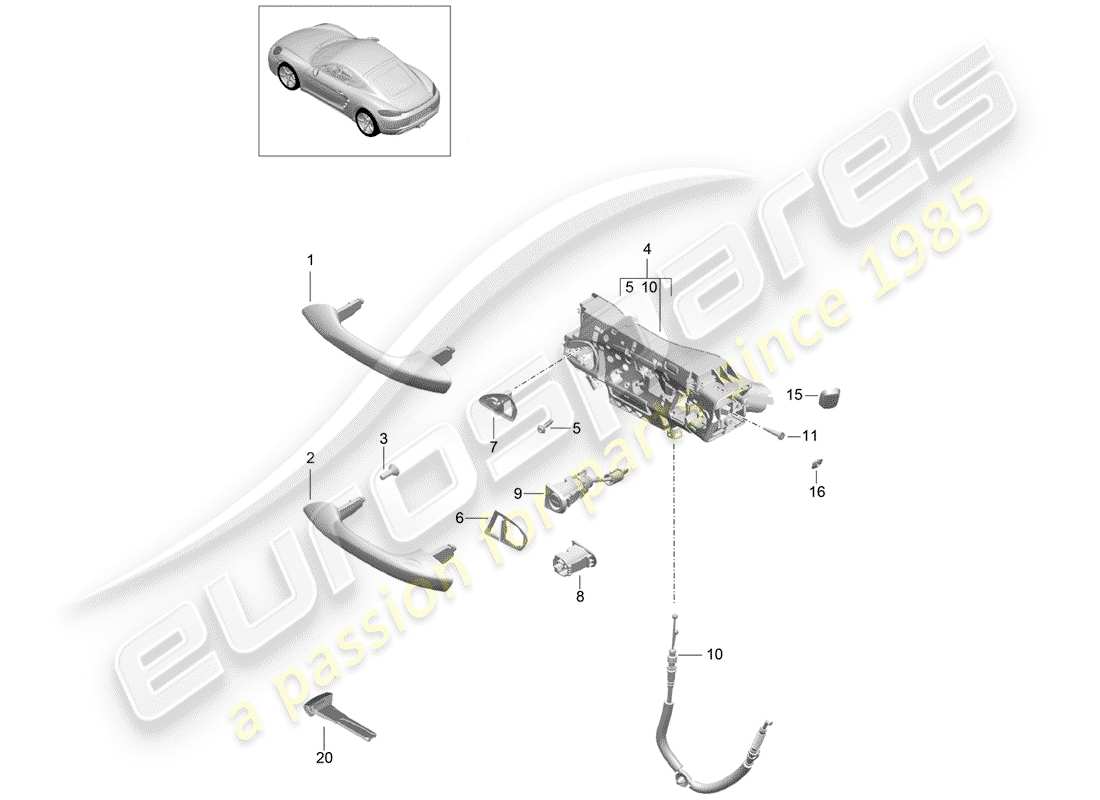 porsche 2017 (718 cayman) maniglia della porta, esterna diagramma delle parti