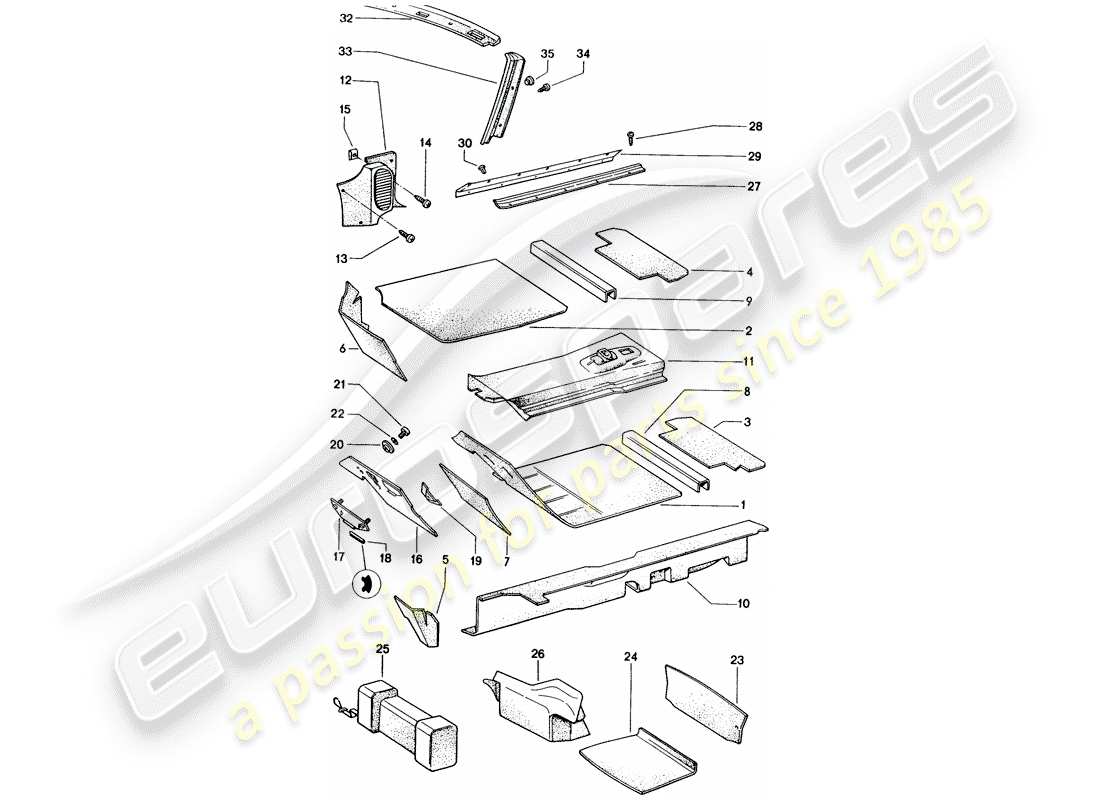 porsche 1970 (914) attrezzature interne diagramma delle parti