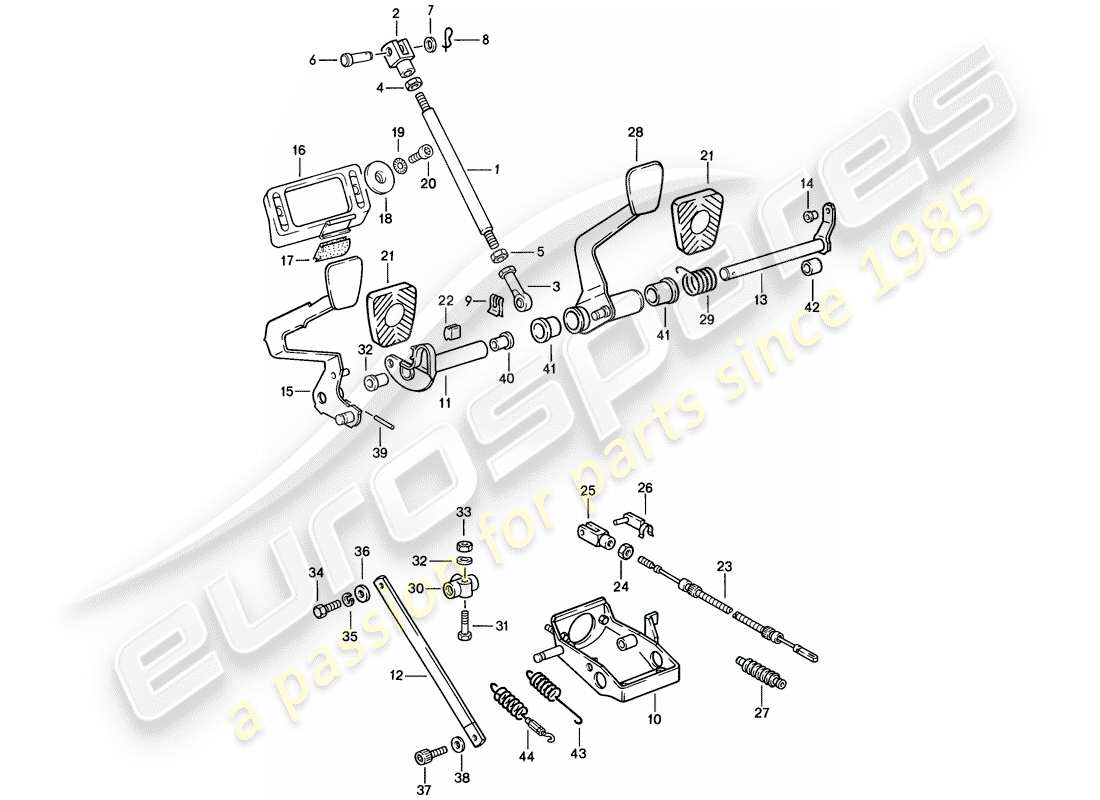 porsche 1986 (911) pedali diagramma delle parti