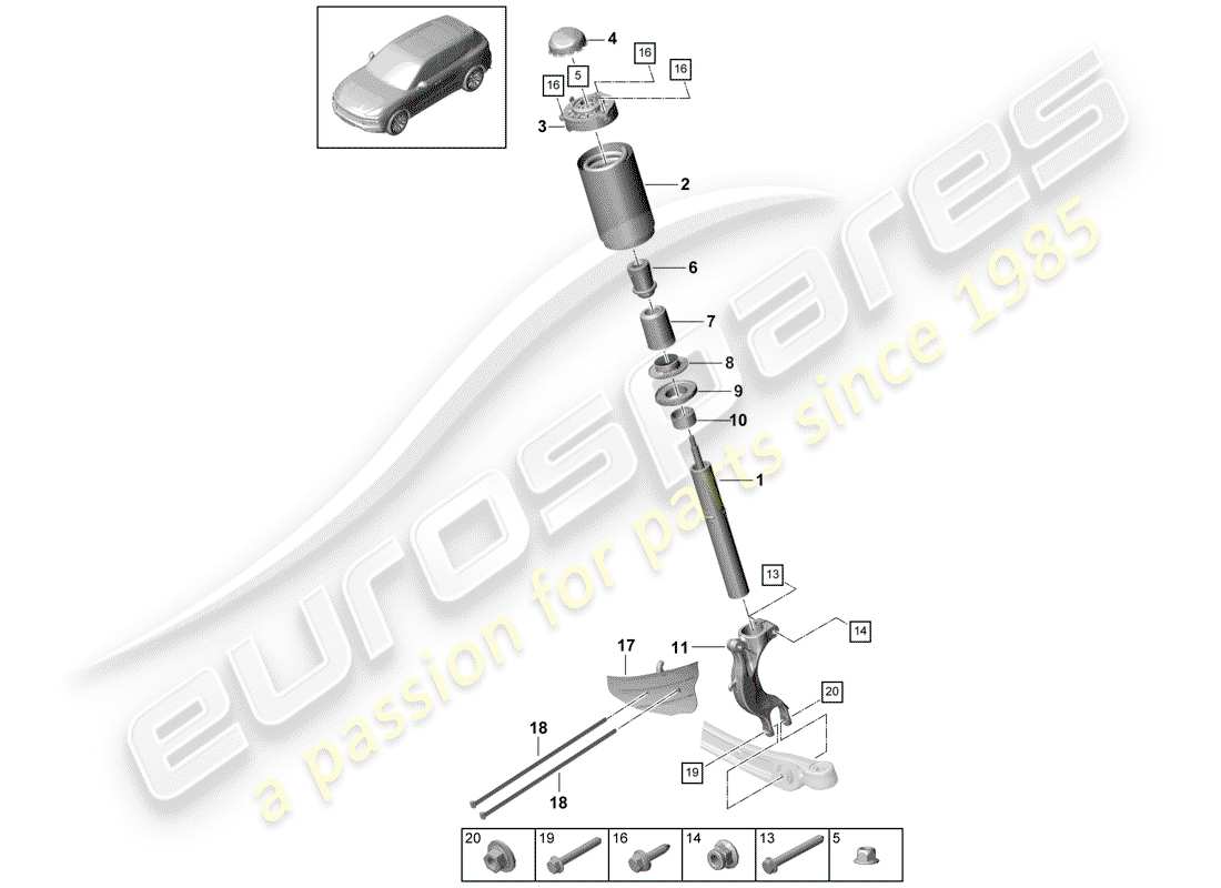 porsche 2020 (cayenne e3 9ya/9yb) sospensione diagramma delle parti
