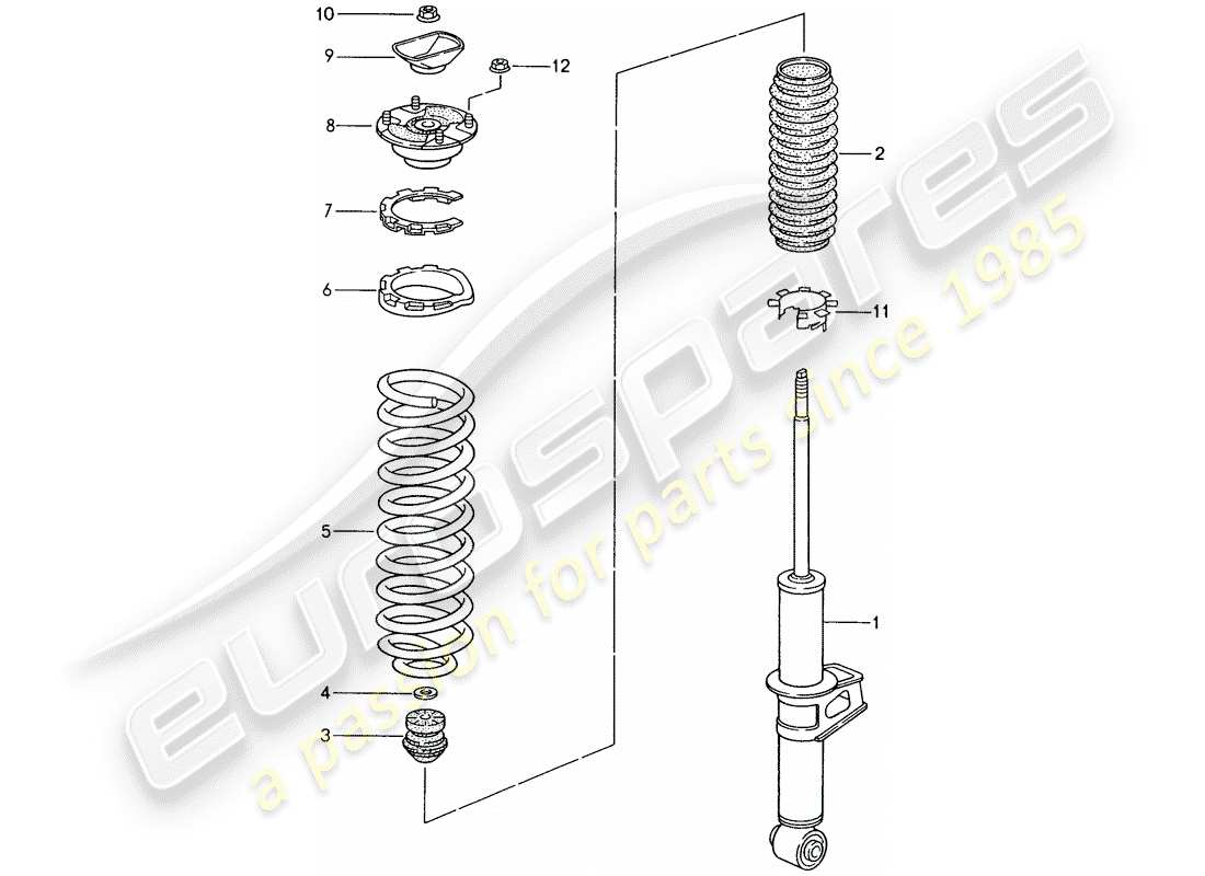 porsche 1994 (993) ammortizzatore - molla eolica diagramma delle parti