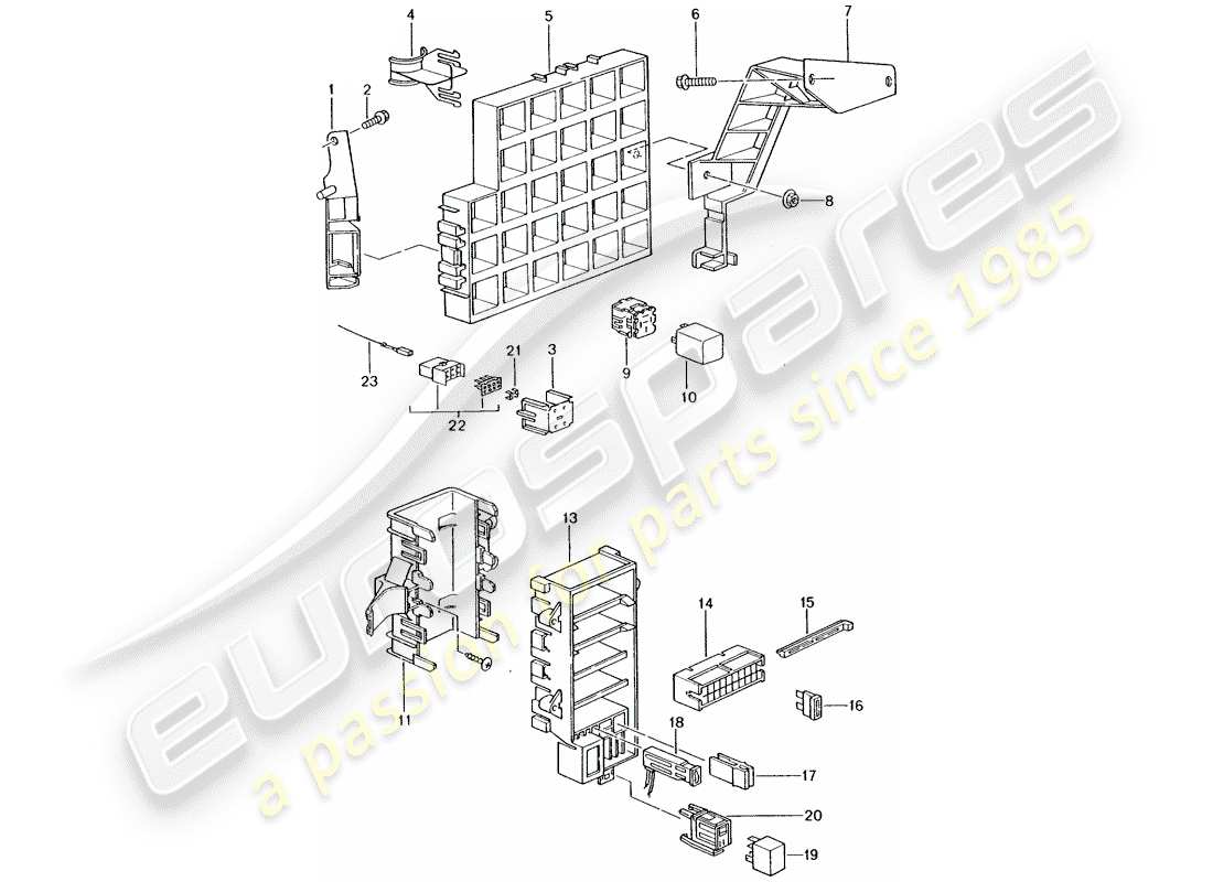 porsche 2003 (996) scatola fusibili/piastra rele' - cruscotto diagramma delle parti