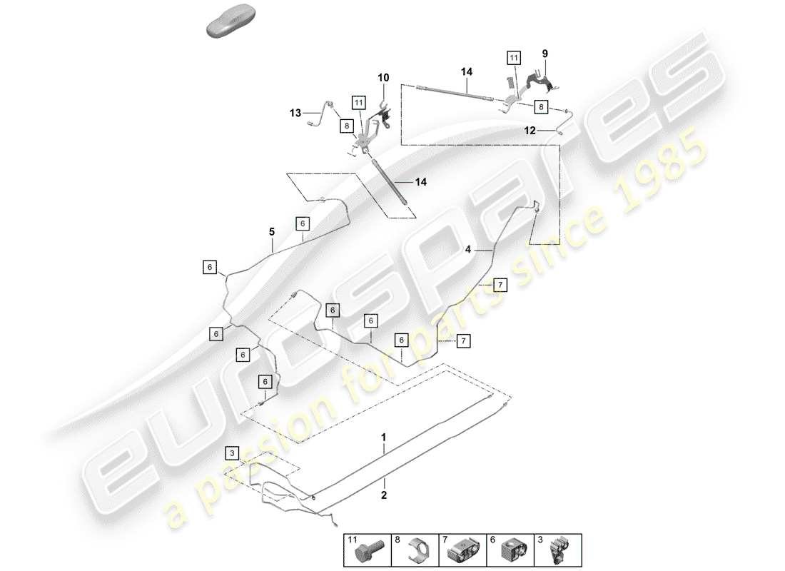 porsche 2019 (718 boxster spyder) diagramma delle parti linea freno