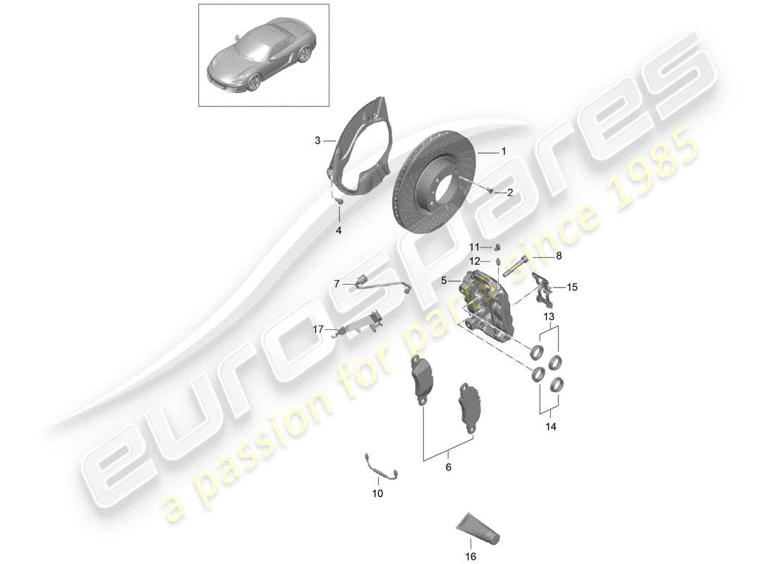 porsche 2012 (981 boxster) freni a disco diagramma delle parti