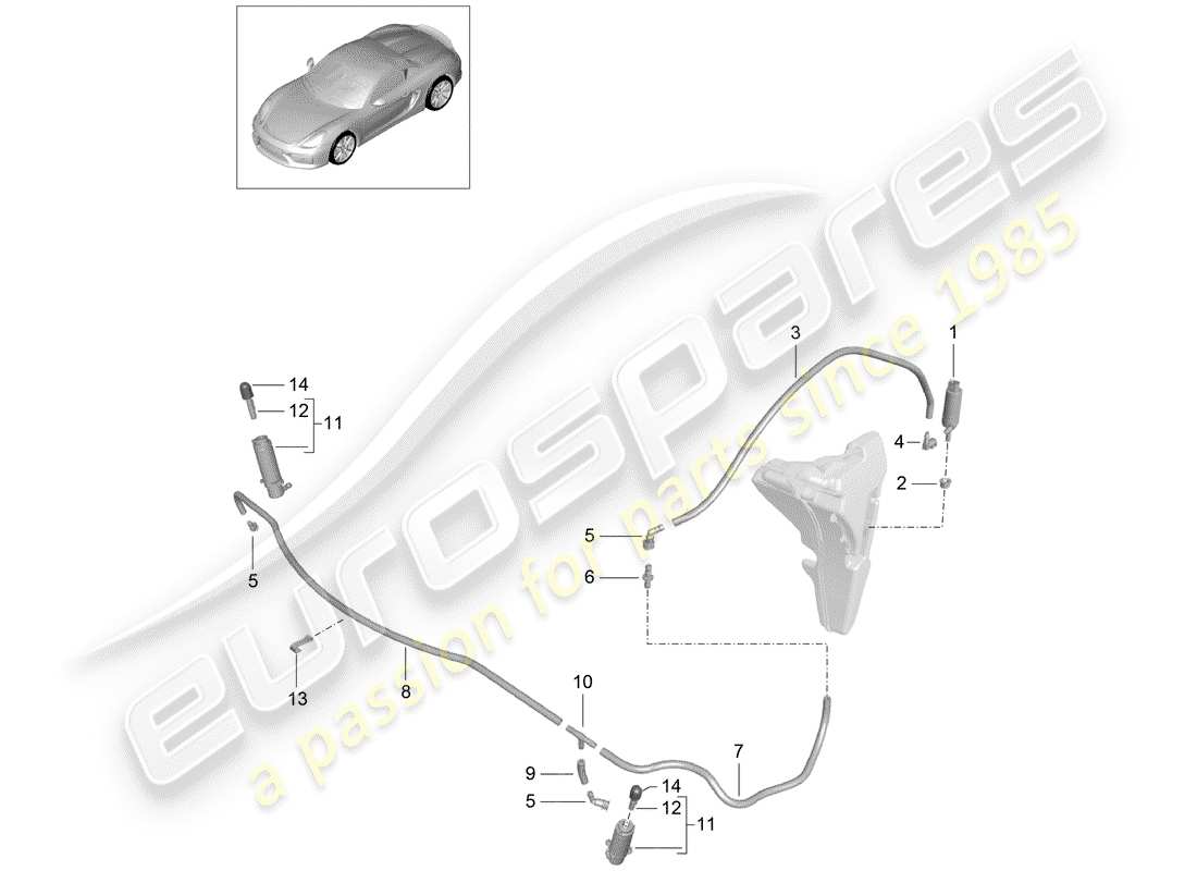 porsche 2016 (981 boxster spyder) schema delle parti del sistema rondella