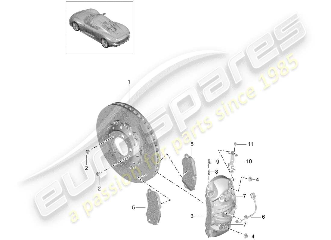 porsche 2015 (918 spyder) schema delle parti freni a disco