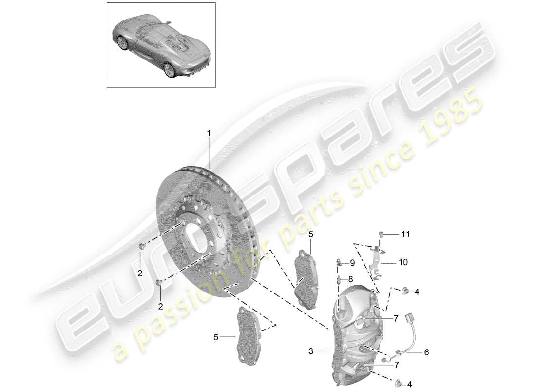 porsche 918 spyder (2015) freni a disco diagramma delle parti