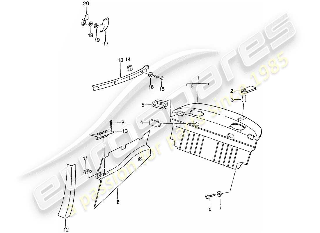porsche 1996 (993) attrezzature interne diagramma delle parti