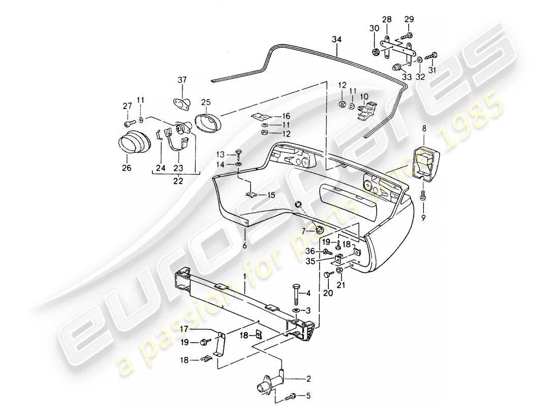 porsche 1994 (968) minigonna posteriore - paraurti diagramma delle parti