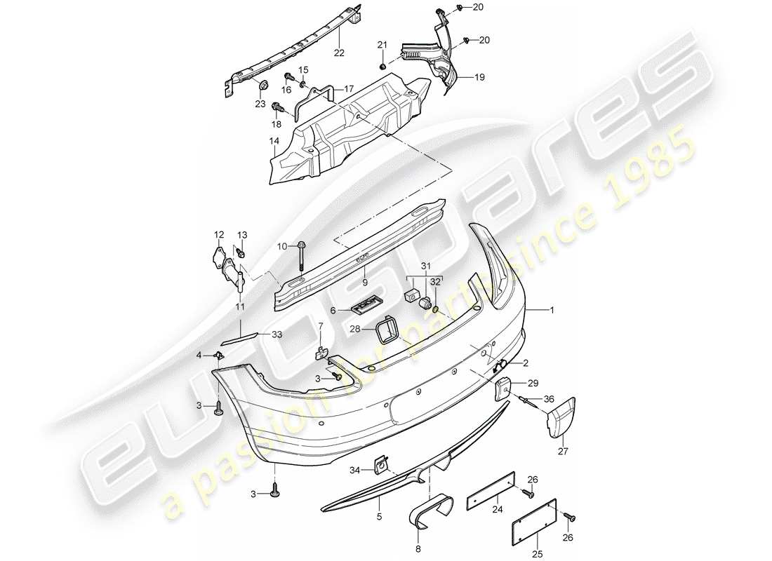 porsche 2006 (987 cayman) paraurti diagramma delle parti