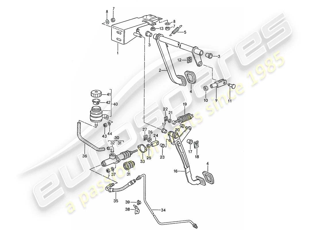 porsche 1991 (944) freno - frizione - pedali diagramma delle parti