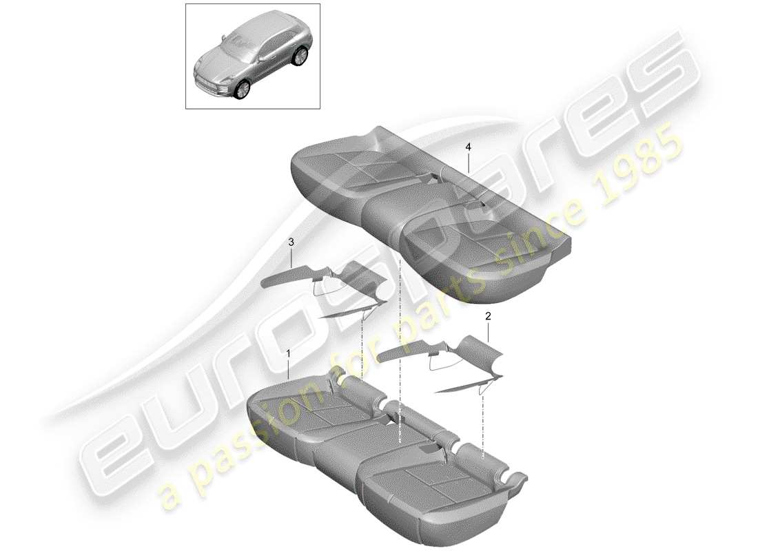 porsche 2020 (macan) parte in schiuma diagramma delle parti