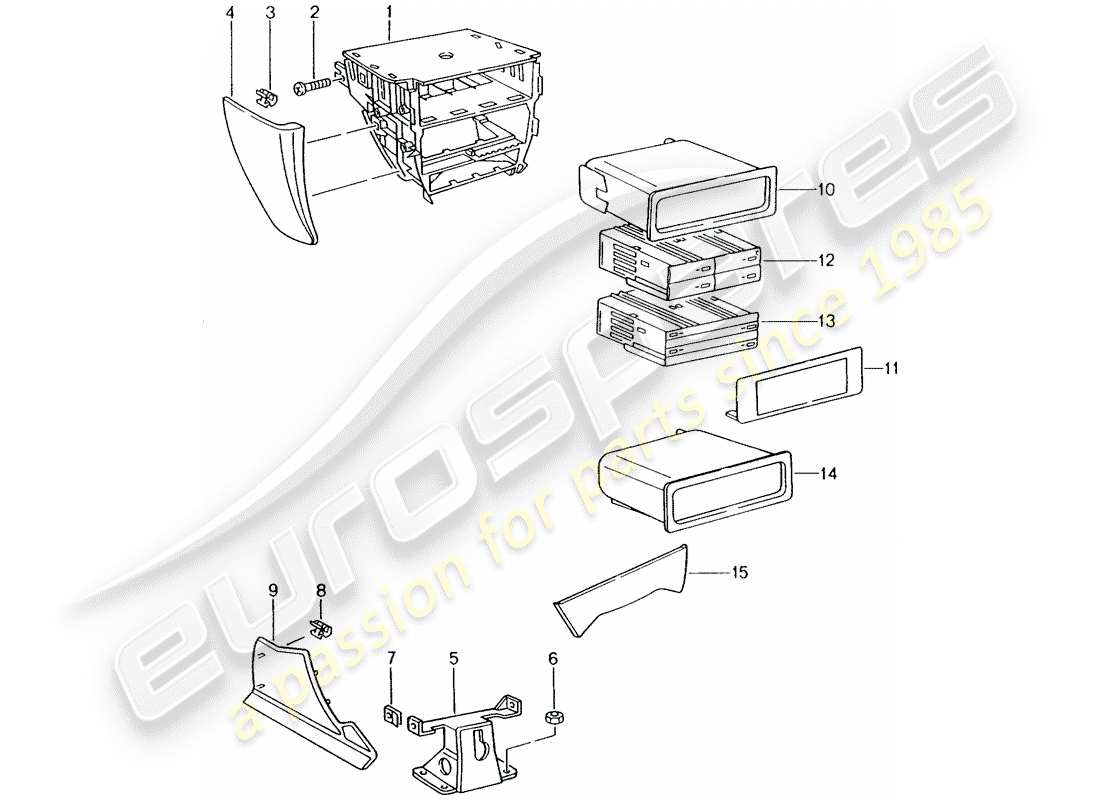 porsche 2001 (996) console centrale diagramma delle parti