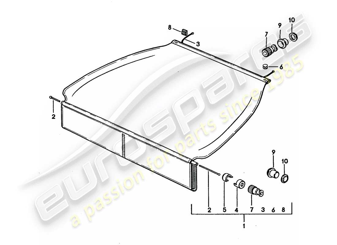 porsche 1993 (928) copertura del vano bagagli diagramma delle parti