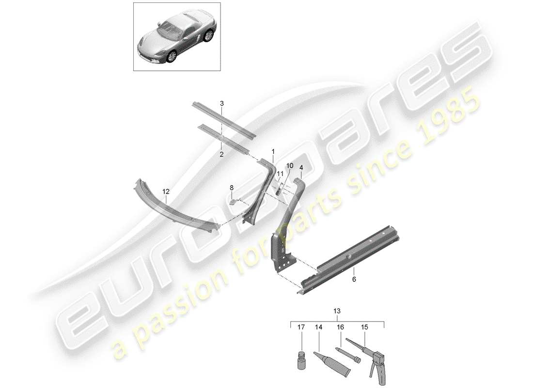 porsche 2020 (718 boxster) cappuccio diagramma delle parti
