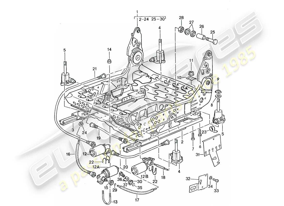 porsche 1987 (959) telaio sedile - parti singole diagramma delle parti