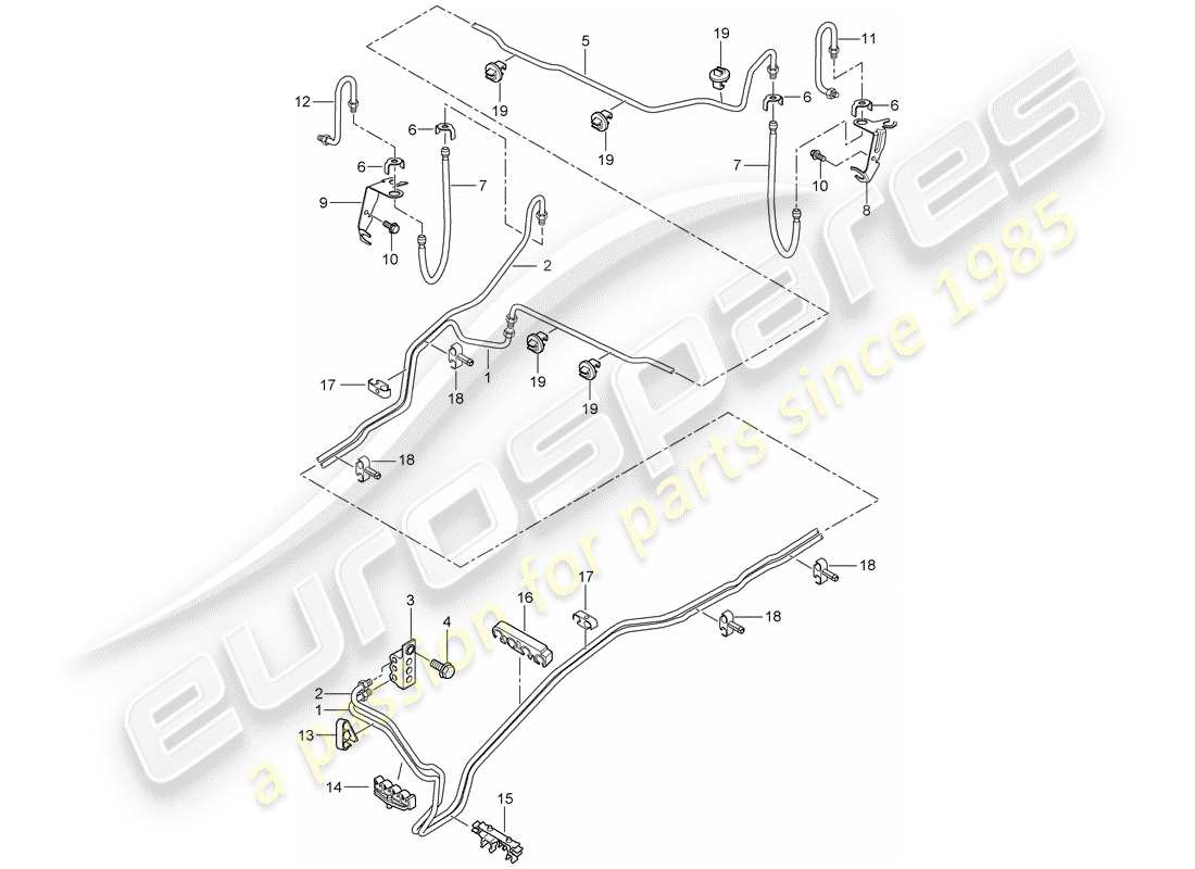 porsche 2010 (cayenne e1 9pa) linea freno diagramma delle parti