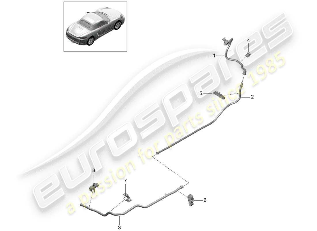 porsche 2020 (718 boxster) linea del vuoto diagramma delle parti