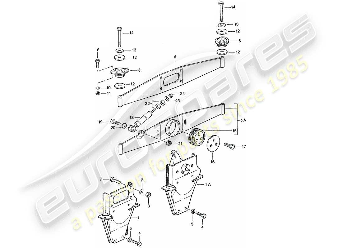 porsche 1986 (911) sospensione del motore diagramma delle parti