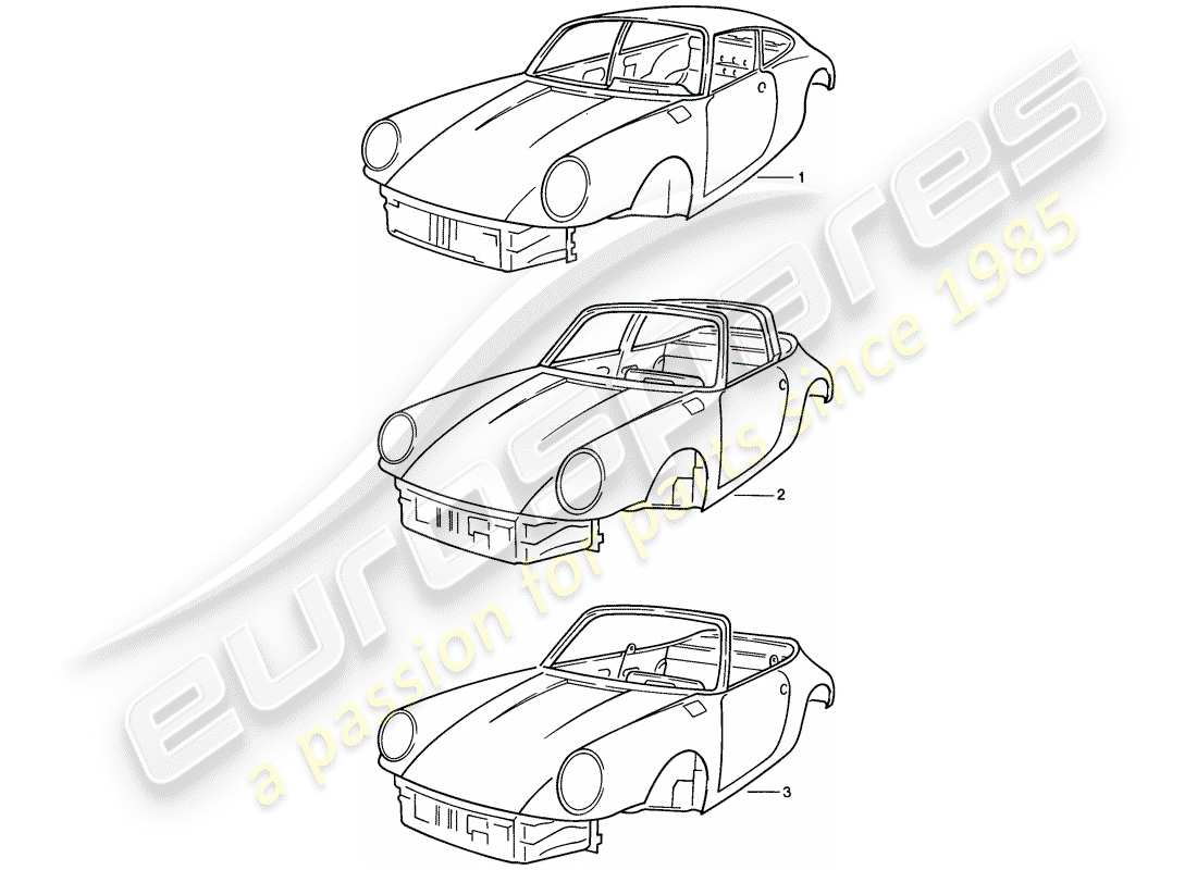 porsche 1987 (911) schema delle parti della carrozzeria