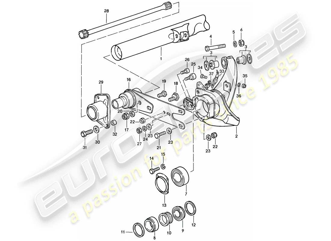 porsche 1987 (911) asse posteriore diagramma delle parti