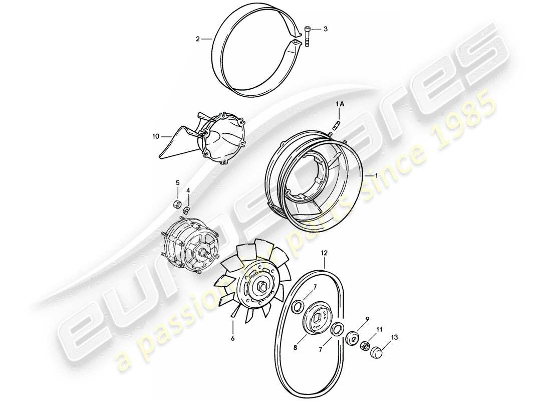 porsche 1987 (911) diagramma delle parti del raffreddamento ad aria