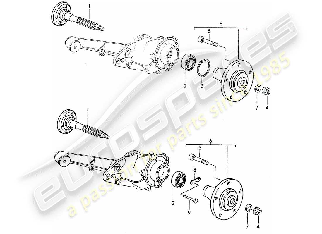 porsche 1994 (968) albero ruota posteriore - lubrificanti diagramma delle parti