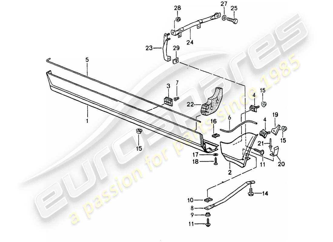 porsche 1994 (964) rivestimento lato lato diagramma delle parti