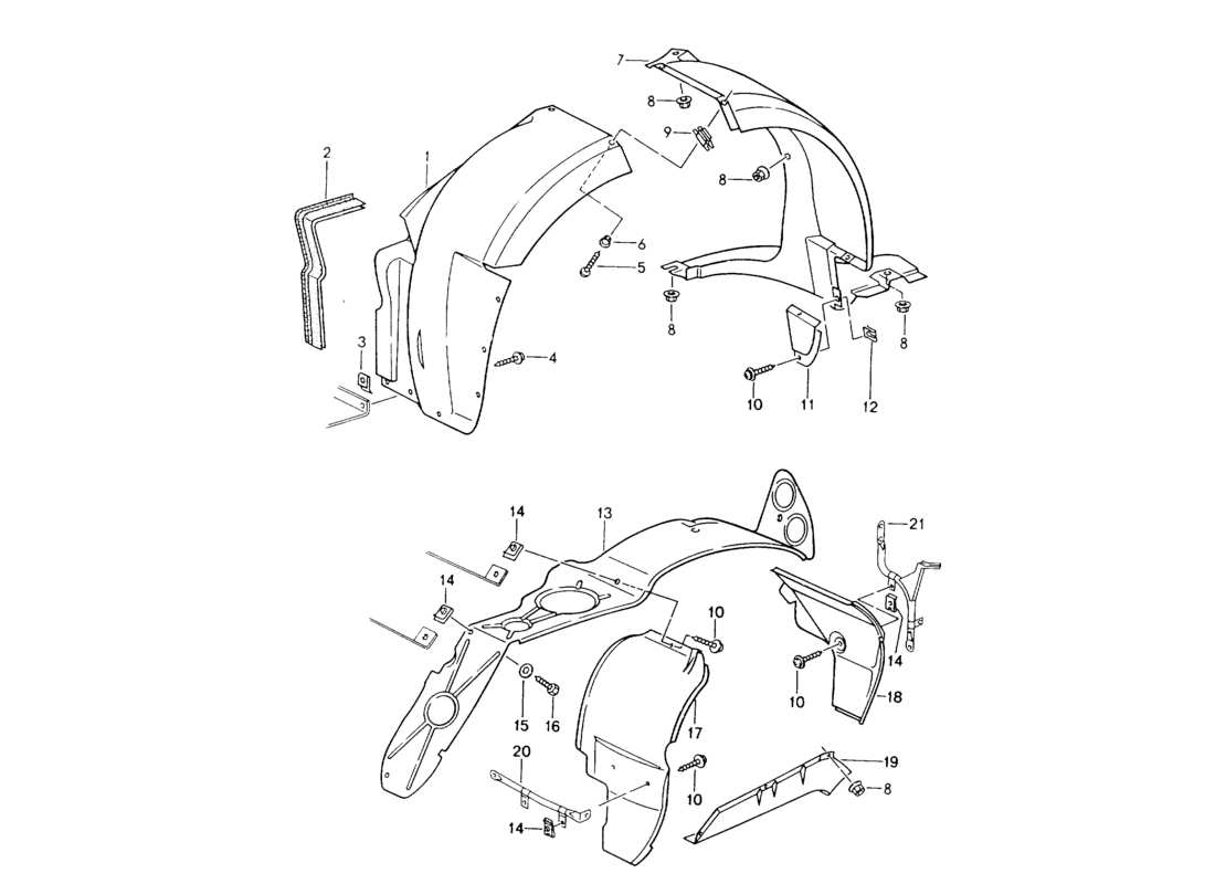 porsche 1994 (964) copertura - passaruota diagramma delle parti