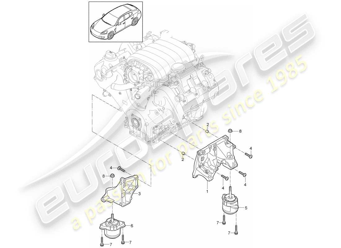 porsche 2011 (panamera 970) sospensione motore schema delle parti