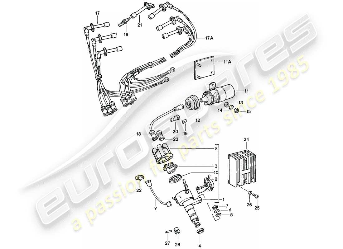 porsche 1985 (911) impianto elettrico del motore 1 diagramma delle parti
